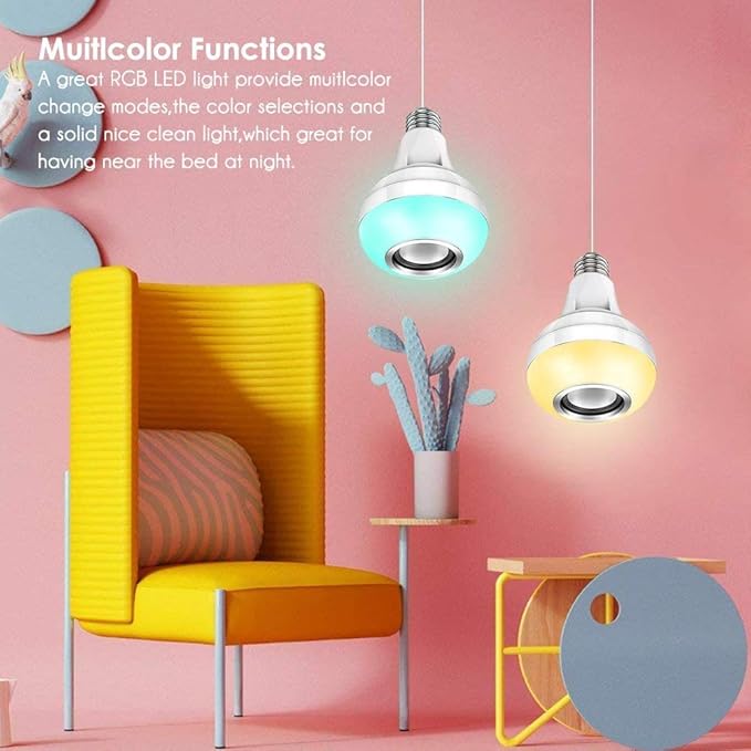 eecoo Smart LED Bulb,Bluetooth Light Bulb Speaker with Dimmable RGB Multicolor Audio Music Stereo Functions,Remote Control for Boy Girl Kid Teen Birthday Gift Party,Room,Home Decoration