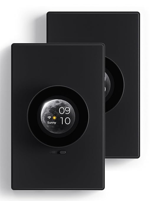 ELEGRP WiFi Smart Rotary Triac Dimmer with 1.8 inch TFT Display Screen, Single Pole, Needs Neutral Wire, 2.4GHz Wi-Fi, Compatible with Alexa and Google Home, No Hub Required, UL Listed, 2 Pack, Black