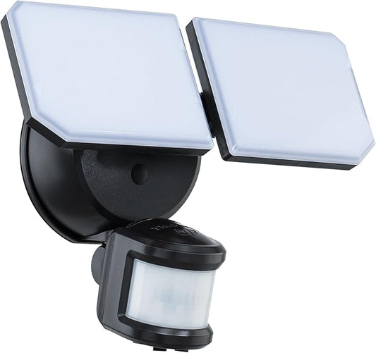 Guardian Flood and Security Wall Light with 2 Lights 2,250 Lumens 20 Watts and Programmable Motion and Photo Sensor in Black