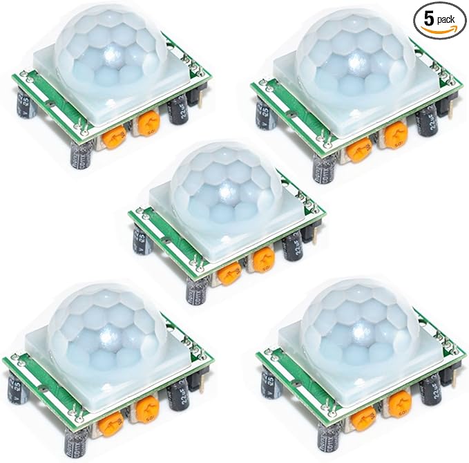 Oiyagai 5 Pack HC-SR501 PIR Motion Sensor Module, Human Body Infrared Detector for Arduino Raspberry Pi Smart Home Automation Projects