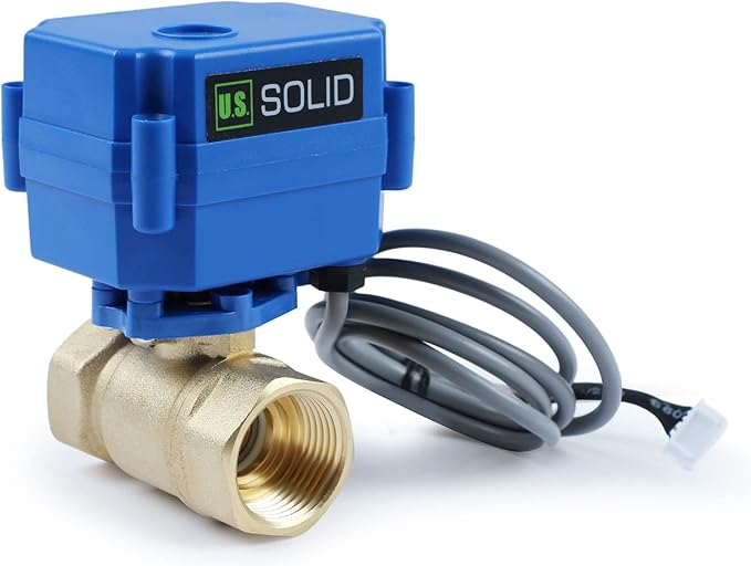 U.S. Solid Water Leak Detector with Auto Shutoff Valve, Sound Alarm, 3/4" Motorized Brass Ball Valve & 3 Sensors, Home Flood Prevention & Water Damage Defense for Basement, Laundry, Water Heater