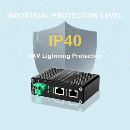 Htfoevrxs Industrial Hardened Gigabit 95W PoE++ Splitter IEEE802.3at/af/bt 36V DC Output Power Supply for Security Cameras, Access Control Systems