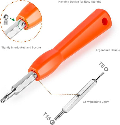 Video Doorbell Screwdriver, Double-Ended T6 T15 Screw Driver Tool for Camera Video Doorbell Replacement, Battery Change, Wifi Password Reset