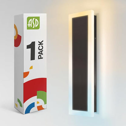 ASD LED 18" Long Wall Mount Light Fixture, Outdoor & Indoor Linear Sconce | 3CCT, Dimmable, Waterproof, Anti-Rust, ETL Listed | 18W 1570LM 3000-5000K 100-277V | Exterior Porch Lighting | Black