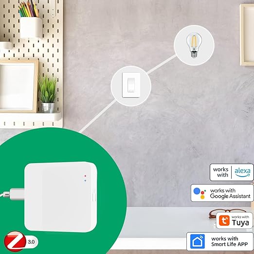 Smart Life Zigbee Hub and Gateway | Compatible with Alexa and Google Home, Smart Home Gadgets Powered by SmartLife and Zigbee (NOT WiFi) and Tuya Apps