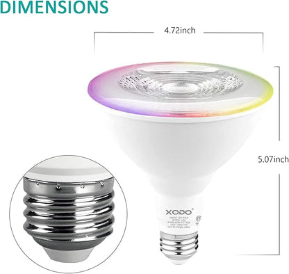 XODO Smart LED Flood Light Bulbs 2 Pack - WiFi, Dimmable, Color Changing, BR30, E26, 11W (75W Equivalent), 900 Lumens, LB1