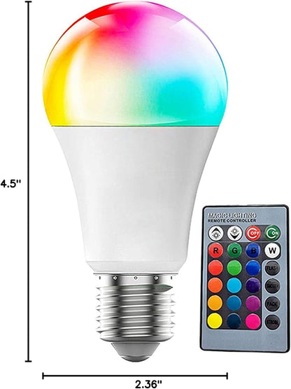 Color Changing Light Bulb with Remote,9W A19 E27 Cool White 6500K 450LM Dimmable Multicolor LED Light Bulb,Memory Function,16 Color RGB Light Bulbs for Bedroom Indoor Party(1Pack)