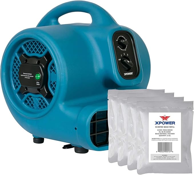 XPOWER P-450NT Scented Air Mover with Timer, Ionizer & 4 Aroma Beads Sample Packs