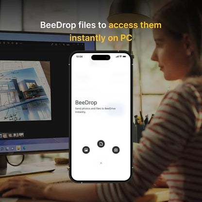 Synology BeeDrive 2TB │ Simultaneously Back up Windows Files & iOS/Android Photos │ Transfer Files from Smartphone to PC Over Wi-Fi