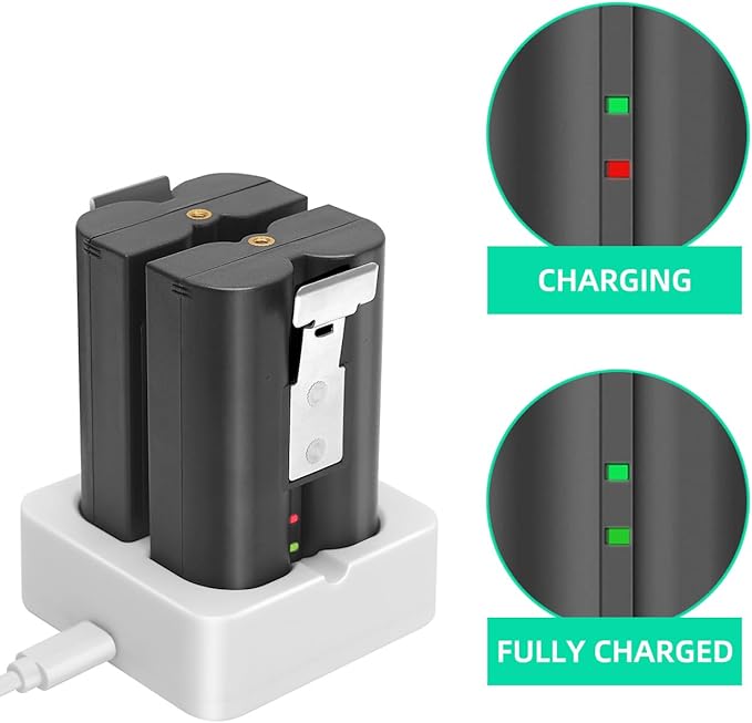 2-Pack 6040mAh Replacement Battery with Charger Station for Ring-Doorbell 2/3/4, Spotlight Camera & Stick Up Cam Indooor and Outdoor (2 Battery +White Charger)