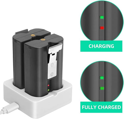 2-Pack 6040mAh Replacement Battery with Charger Station for Ring-Doorbell 2/3/4, Spotlight Camera & Stick Up Cam Indooor and Outdoor (2 Battery +White Charger)