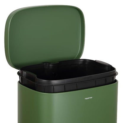 happimess Curtis 8 Gal Step Trash Can Soft Close 25", Pine Green