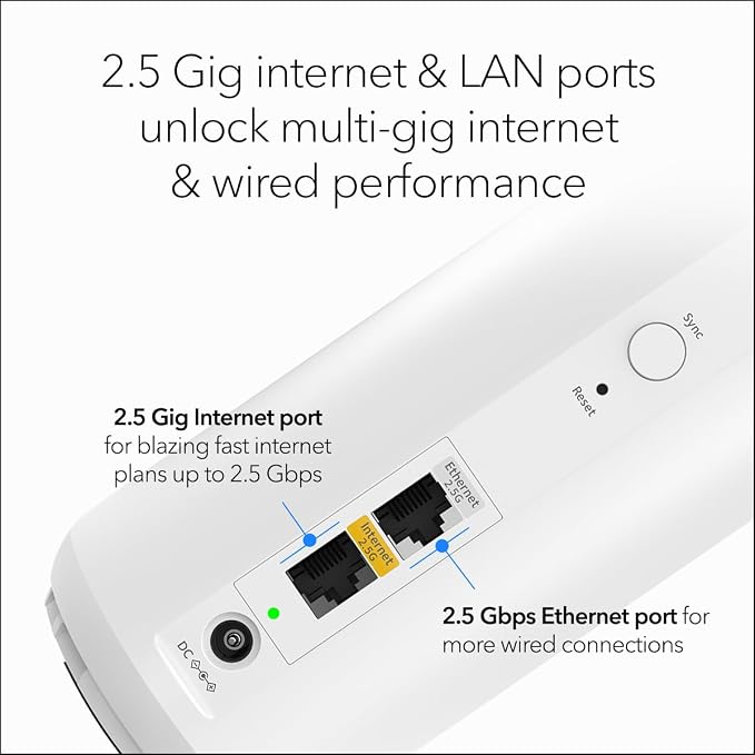 NETGEAR Orbi 370 Series Dual-Band WiFi 7 Mesh System for Home (RBE374) - Wireless Router (no Modem) + 3 Extenders, Security Features, 5 Gbps, Covers 8,000 sq.ft., 70 Devices, 2.5GB Port, BE5000
