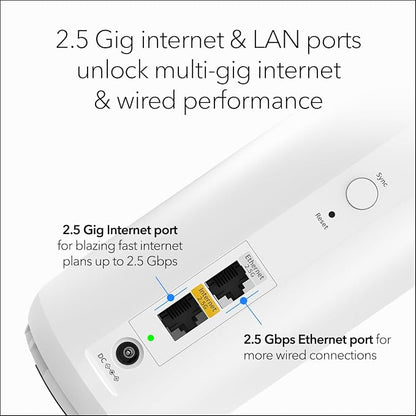 NETGEAR Orbi 370 Series Dual-Band WiFi 7 Mesh System for Home (RBE374) - Wireless Router (no Modem) + 3 Extenders, Security Features, 5 Gbps, Covers 8,000 sq.ft., 70 Devices, 2.5GB Port, BE5000