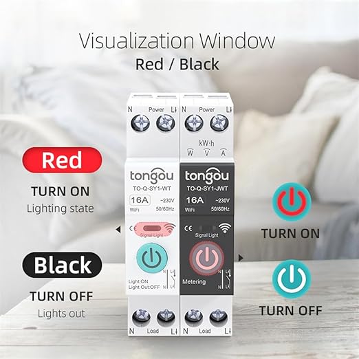 TUYA WiFi Smart Switch Circuit Breaker, 1P 6A 10A 16A 20A 25A 32A 40A 50A 63A Smart Home Wireless Voice Remote Control Smart Circuit Breaker Wifi Timer with Metering (63A)