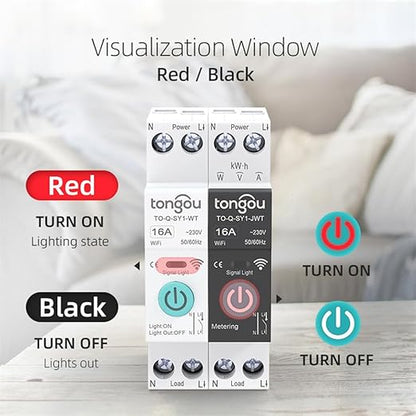TUYA WiFi Smart Switch Circuit Breaker, 1P 6A 10A 16A 20A 25A 32A 40A 50A 63A Smart Home Wireless Voice Remote Control Smart Circuit Breaker Wifi Timer with Metering (20A)