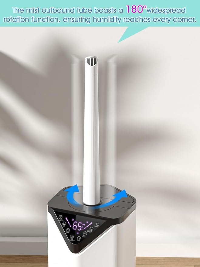 19L/5Gal Humidifiers for Bedroom Large Room 2800 sq ft, Quiet Humidifiers for Large Room, Floor Humidifier with 3 Mist Mode & Auto 180°Mist Tube for Home Whole House School Office Commercial Plants