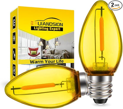 Ruiandsion E12 LED Decorative Bulb Yellow 110V E12 Screw Base for Christmas String Party Garden Window Display Lights Pack of 2