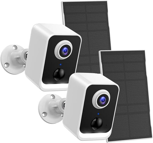 PEEIPM Security Cameras Wireless Outdoor: Solar Power Cameras for Home Security WiFi Battery Seguridad Camara System Kit Surveillance Monitor with Motion Sensor Flood Light Alarm & Color Night Vision
