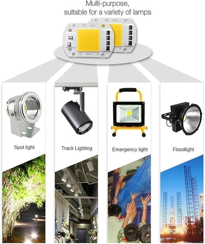 3pcs LED COB Lamp Bead IP65 Smart IC No Need Driver 10W 20W 30W 50W AC 220V 110V DIY Flood Light Led Bulb Spotlight Outdoor Chip Lam(Cold White,220V 50W)