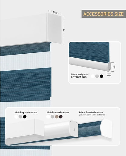 ACMEART Motorized Zebra Blinds,Smart APP & Remote Control 95% Blackout Shades,Compatible with Alexa,Custom Size Electric Window Blinds for Bedroom/Home/Office (Classical Blue)