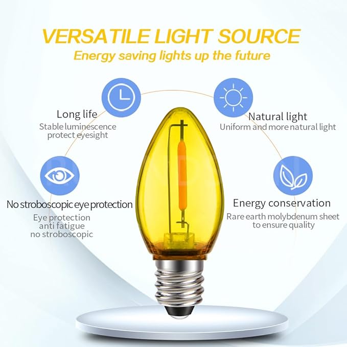 Ruiandsion E12 LED Decorative Bulb Yellow 110V E12 Screw Base for Christmas String Party Garden Window Display Lights Pack of 2