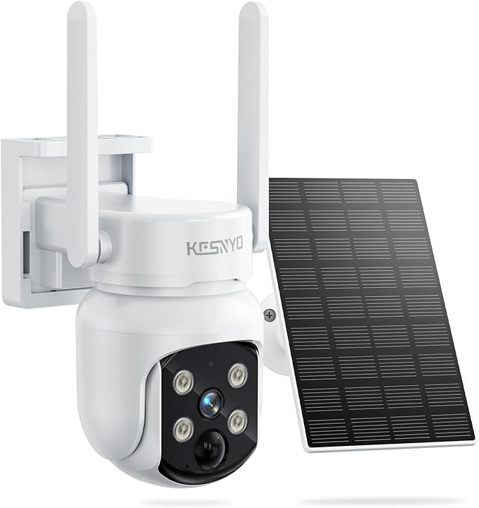 4MP Solar Security Camera, WiFi Camera for Home Security System, Battery Powered Cam, WiFi 6, PIR, Wireless Home Security Camera Outdoor, Night Vision, IP65, Local & Cloud Storage