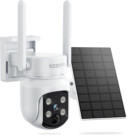 4MP Solar Security Camera, WiFi Camera for Home Security System, Battery Powered Cam, WiFi 6, PIR, Wireless Home Security Camera Outdoor, Night Vision, IP65, Local & Cloud Storage