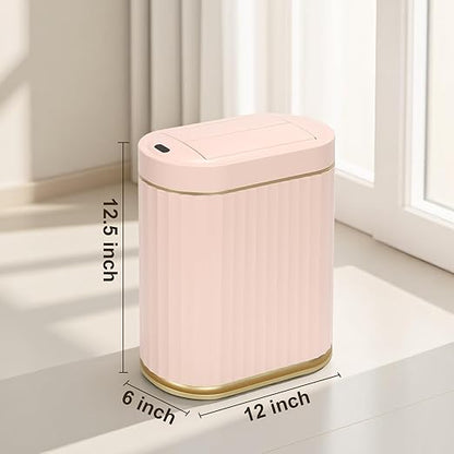 SYNCVIBE Bathroom Trash Can with Lid Butterfly 2 Gallon Sensor Trash can, Dorm Decor Waterproof Garbage Can, Automatic Slim Trash Bin, Under-Counter Wastebasket for Kitchen, Bedroom, Living Room, Pink