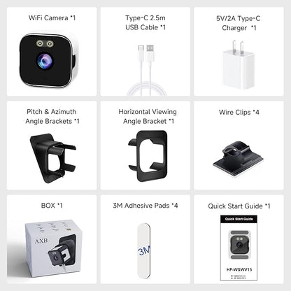 AXB Window Camera for Home Security: 2.4GHz&5GHz WiFi 4K Indoor Camera with Color Night Vision - Smart Motion Detection 24/7 Recording - Easy&Quick Install Includes 2 Multi-Angle Window Mounts