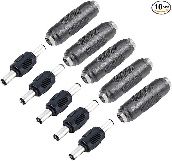 10PCS DC Female to Female and Male to Male Connector 5.5mm x 2.1mm 12V 5A Power Cable Jack Adapter，DC Power Jack Plug Adapter for CCTV Home Security Surveillance