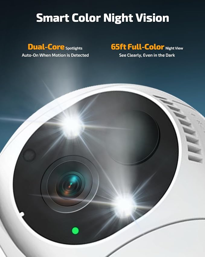 4MP Outdoor Wireless Security Camera System, Solar Powered Battery Cameras