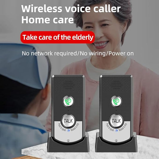 Irishom 2 Pack Intercoms Wireless for Home Voice Bidirectional Caller Home Ultra Long Distance Portable Wireless Voice Interphone Elderly Caller Room to Room Communication