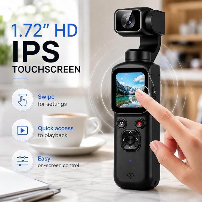 4K Pocket Gimbal Camera with Autofocus and Face Tracking