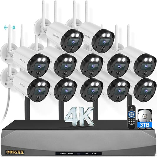 (2026 New) 4K Wireless Security Camera System Outdoor, Long Range +76% WiFi, Dual Antennas Cameras & 4-Antenna NVR, PIR Human Detection, 130° Wide Angle, 2-Way Audio, No Monthly Fee