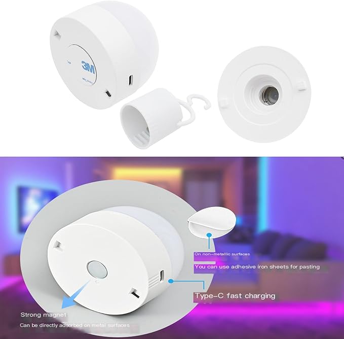 Rechargeable Light Bulb with with Controller and Timer, 3 RGB Colors RGB, Dimmable Battery-Operated Bulb, E26 E27 Universal Screw Mouth, Suitable for Parties Clubs Bars