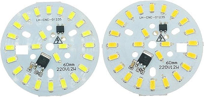 10-20pcs AC220V SMD5730 LED 3W 5W 7W 10W 12W 15W 18W 24W Aluminum Lamp Panel With Smart IC Driver For Indoor Light Source DIY(Warm White-3000K,12W-60MM_10 PIECES)