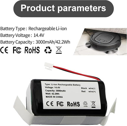 RVBAT850 Replacement Battery for Shark Vacuum ION/IQ/AI Robot R75 R85 RV761 RV850C RV101AE RV1000S RV1100VL UR1000SR RV700_N RV720_N (2-Prong Connector) RVBAT85002 RVBAT85003 RVBAT85004 RVBAT85005