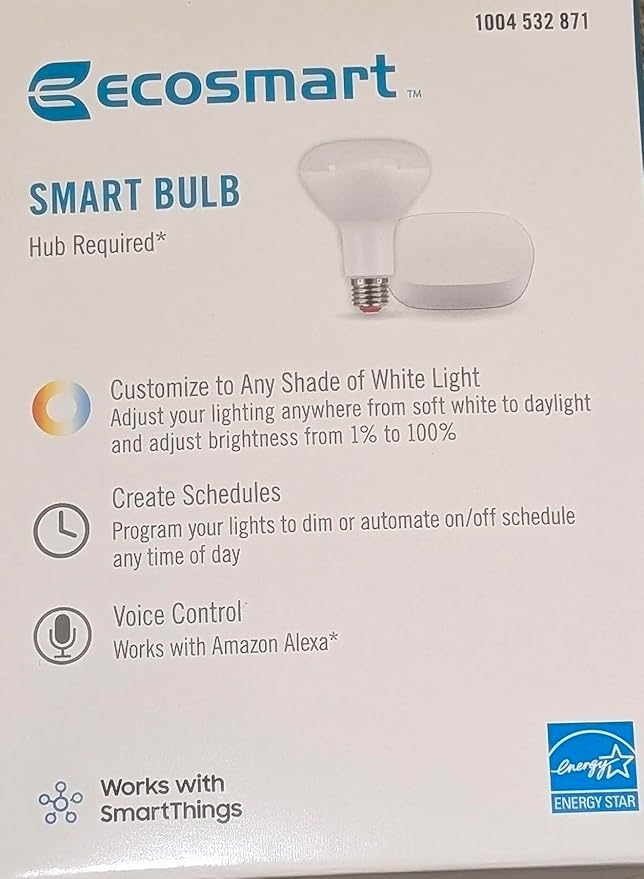 Ecosmart Smart Bulb 65W Replacement LED BR30 2-Pack with Zigbee Voice Control