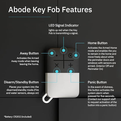 Abode Key Fob | Arm & Disarm Your abode System On The Go with The Touch of a Button - Works with All Abode Security Systems