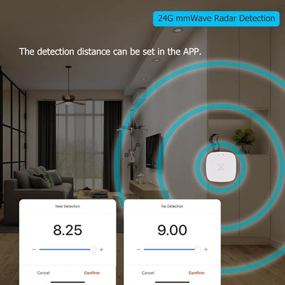 Presence Sensor, WenzhiIoT Smart Motion Sensor WiFi 24 GHz Radar MmWave Presence Sensor Movement Body Motion Detection with Luminance/Distance Tuya Smart Life Home