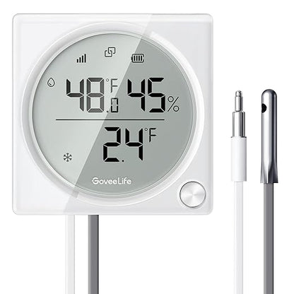 GoveeLife WiFi Refrigerator Thermometer Hygrometer Pro with 2 in 1 Alarm, Monitor Sensor for Freezer, Wireless Digital Freezer Temperature Humidity with App Alert, LCD Display(Gateway Not Included)