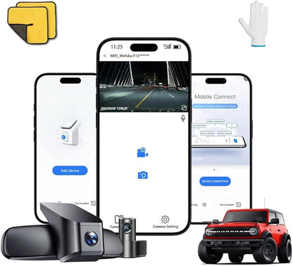 4K Dash Cam Fit for Ford Bronco 2021 2022 2023 2024, Does Not Fit 2025 Bronco, Does Not Fit Ford Bronco Sport, WiFi & App, 128GB Card (F10pro)