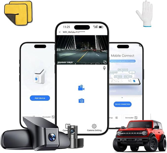4K Dash Cam Fit for Ford Bronco 2021 2022 2023 2024, Does Not Fit 2025 Bronco, Does Not Fit Ford Bronco Sport, WiFi & App, 128GB Card (F10pro)