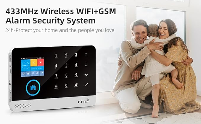 YBJ WiFi Home Security Alarm System, DIY 4G Smart Home Security System, Compatible with Wireless 433MHz Motion detectors, Door/Window sensors, and Sirens, Supports Amazon Alexa.