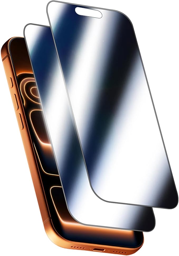 2 Pack Mirror Screen Protector for iPhone 17 Pro Privacy Tempered Glass Mirrored Effect Anti-Spy Easy Installation Frame Full Coverage Shatterproof Anti-Scratch Anti-Bubble (6.3 inch Silver)