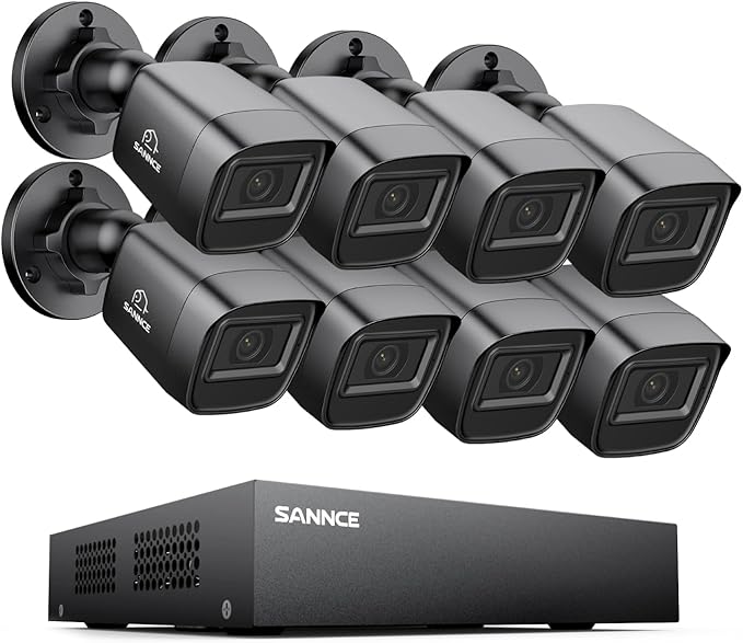 SANNCE 1080P Security Camera System 8CH H.264+ 1080N Home Surveillance DVR and (8)×1080P Weatherproof Outdoor CCTV Camera with 100ft Night Vision, Easy Remote Access, Smart Playback, NO Hard Drive