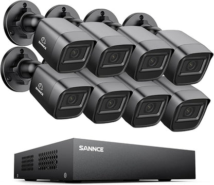 SANNCE 1080P Security Camera System 8CH H.264+ 1080N Home Surveillance DVR and (8)×1080P Weatherproof Outdoor CCTV Camera with 100ft Night Vision, Easy Remote Access, Smart Playback, NO Hard Drive