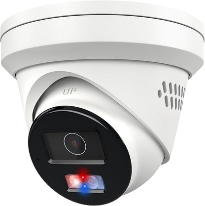 Anpviz 5MP Wired PoE IP Camera, Strobe Red & Blue Light and Audio Alarm, Metal Turret Security Camera Outdoor, Two Way Audio, Smart Dual Light, Human Vehicle Detection, IP67, IPC-D3653WD-RB (H Series)