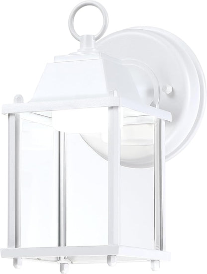 LIT-PaTH Outdoor LED Wall Lantern, Wall Sconce as Porch Light, 9.5W 800 Lumen, Aluminum Housing Plus Glass, 5000k-Matte White Finish, 1-Pack